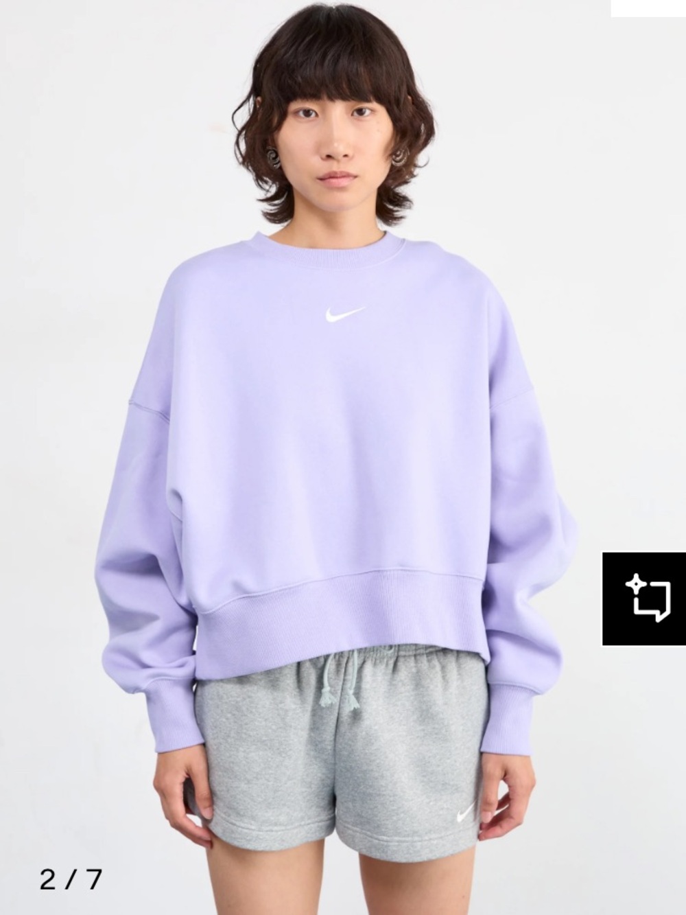 New! Nike Essential Oversized Crewneck Sweatshirt in Lilac